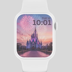 Sfondo Magic Kingdom Apple Watch, Sfondo Festivo Watch, Quadrante Disney Fireworks Watch, Estetica di Topolino Cartoon Happy New Year