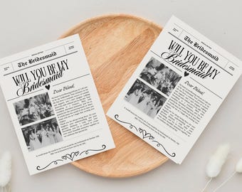 Newspaper Bridesmaid Proposal | Newspaper Style Template | Printable | Will You Be My Bridesmaid | DIY | Instant Download | Bridesmaid Canva