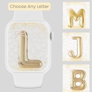 Initial Apple Watch Wallpaper, Custom Apple Watch Face, Letter Watch Background, Monogram Smartwatch Background, Gold Pearl Trendy Aesthetic