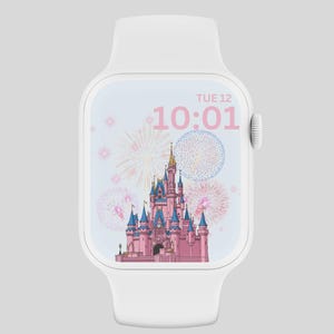 Sfondo Magic Kingdom Apple Watch, Sfondo Festivo Watch, Quadrante Disney Fireworks Watch, Estetica di Topolino Cartoon Happy New Year