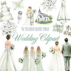 Clipart de boda bohemia, Clipart de cronología del día de la boda, Paquete de clipart de boda en acuarela, PNG de boda rústica, Clipart de novia, Lugar de celebración de boda bonito