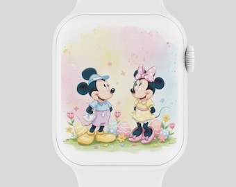 Easter Minnie & Mickey Mouse Apple Watch Wallpaper, Festive Easter Egg Watch Face, Disney Spring Watch Background, Cute Pastel Aesthetic