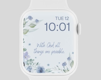 Christliches Apple Watch Wallpaper, digitales Zifferblatt, Glaube png, Smartwatch-Gesicht, 45 mm Apple-Uhr-Gesicht für Frauen