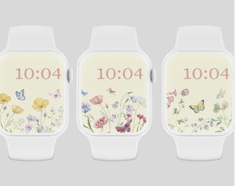 Apple Watch Wallpaper Face Design, Watch Background,Floral Smart Watch Wallpaper, Lock Screen Wallpaper, Wildflower Watch Digital Download,