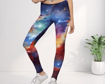 Cosmic Galaxy Print Leggings – Space Yoga Pants, Activewear
