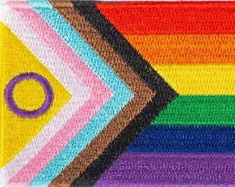 Regenbogen Progress Aufnäher zum Aufbügeln, rainbow patch CSD pride queer LGBTQ