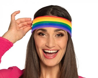 Regenbogen Schweißband Stirnband, rainbow gay Sweatband Headband CSD Kleidung