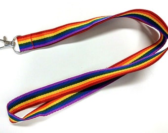 Regenbogen Schlüsselband lang, ca. 45 cm, rainbow pride gay lesbian lanyard