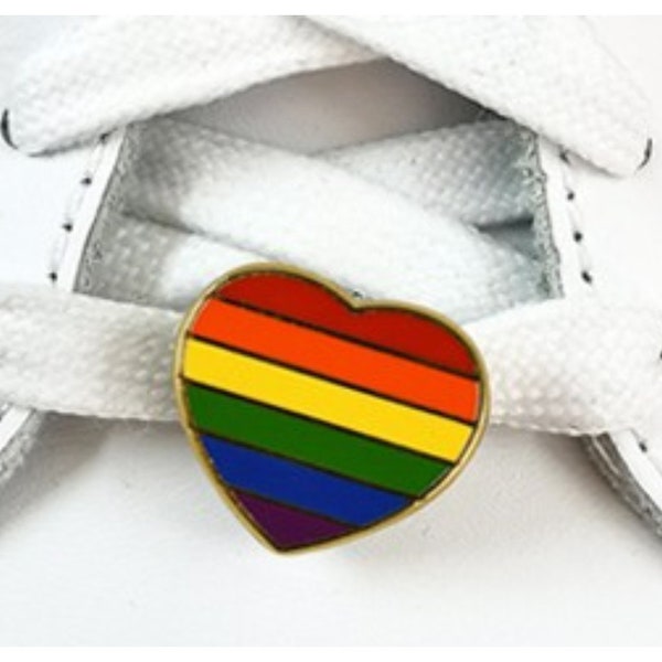 Schnürsenkel Tag Anhänger Regenbogen Herz, schwul, lesbisch, queer, CSD, pride