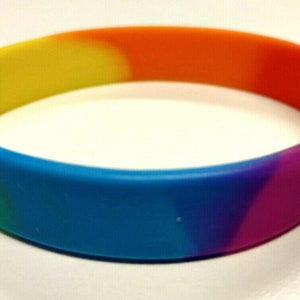 Rainbow bracelet silicone, rainbow csd pride gay lesbian LGBT bracelet