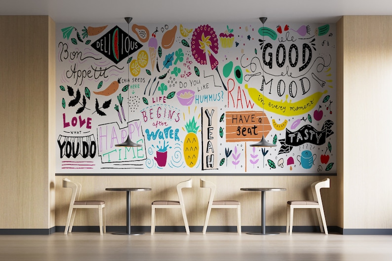 Food Ingredients Peel and Stick Wallpaper Kitchen Wallpaper - Etsy