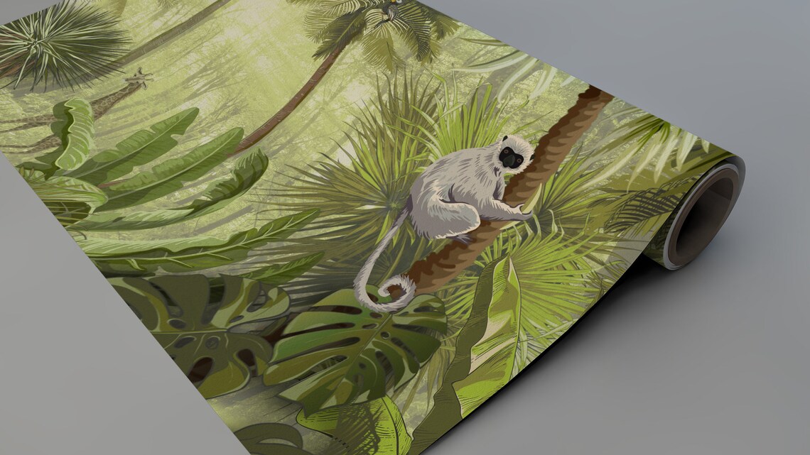 Safari Wallpaper Woodland Animals Wallpaper Kids Wallpaper - Etsy