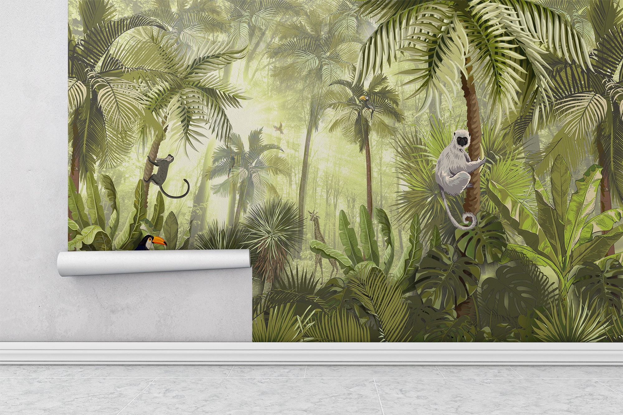 Safari Wallpaper Woodland Animals Wallpaper Kids Wallpaper - Etsy