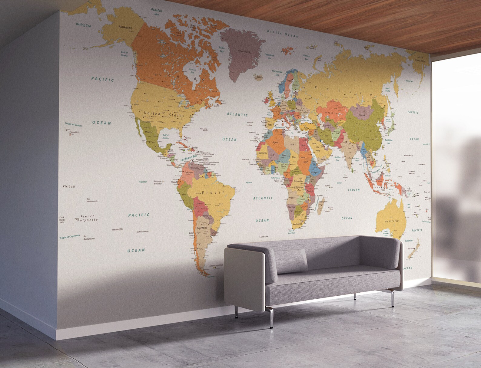 Extra Large World Map Wallpaper Peel and Stick Self Adhesive Etsy