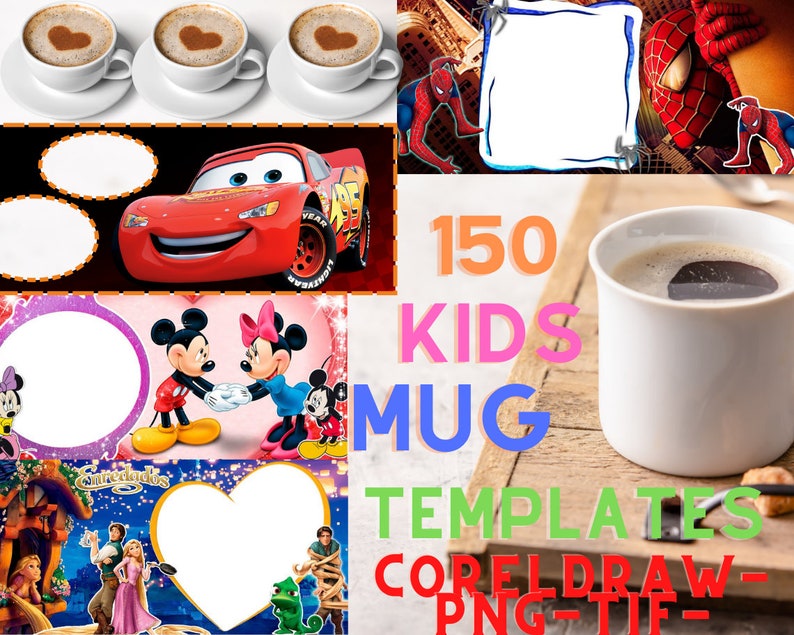 150 Kids MUG Designs / Templates BUNDLE Digital Download Sublimation ...
