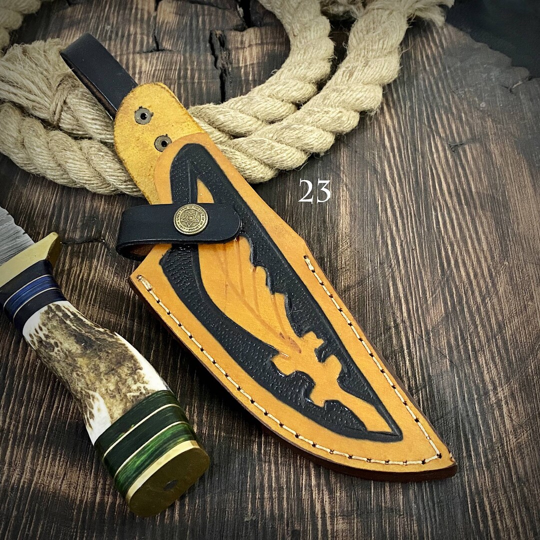 Custom Handmade Fixed Blade Knife Leather Sheath Scout Holster EDC