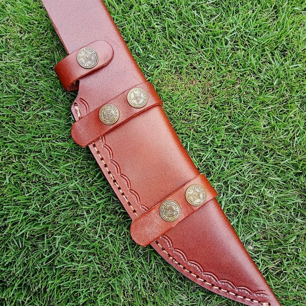 11” Handmade Fixed 8”blade Genuine Leather Sheath Holster Knife Scout