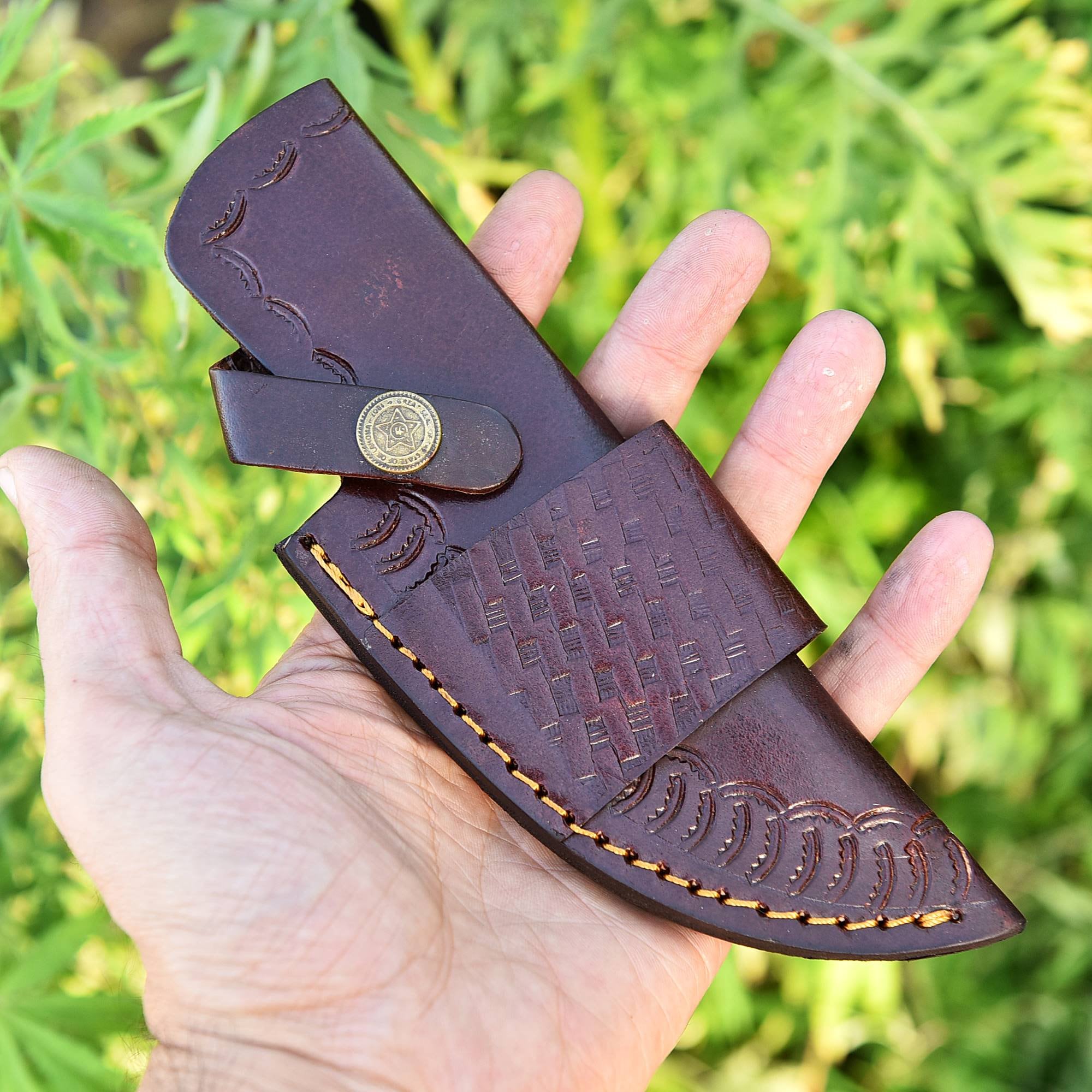 Basketweave Leather Sheath (Natural) Fits up to 5 Fixed Blade