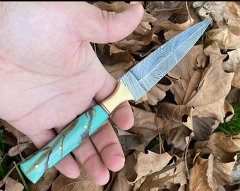 9" Damascus Knife,Damascus Fixed Blade,Hunting Knife,Damascus Skinner Knife,Damascus Steel Knife,camping Knife Full Tang gift For Him