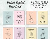 Printable Affirmation Cards for Women, 24 Printable Encouragement Cards, Mindfulness Cards for Women, Self-Love Gift
