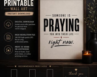 Someone Is Praying For You Print | Christian Wall Art Printable | Inspirational Quote | Faith Decor | Religious Gift | Bible Quote