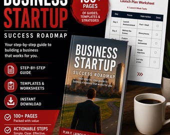 Start a Business Planner | 100+ Page Business Startup Kit | Step-by-Step Guide + Templates | Small Business Plan Workbook | Instant Download