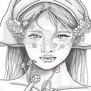 Adult coloring page- flower girl