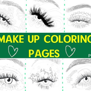 Printable Adult coloring pages, Coloring therapy, Make up coloring book, Eyes coloring book, Procreate PNG