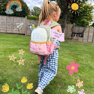 Girls Backpack, Personalised Backpack, Lemon Backpack, Pastel Backpack, Personalised Backpack, Preschool Backpack, Back to School