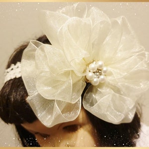 Baby Poofy Organza Bow Headband zdjęcie 2