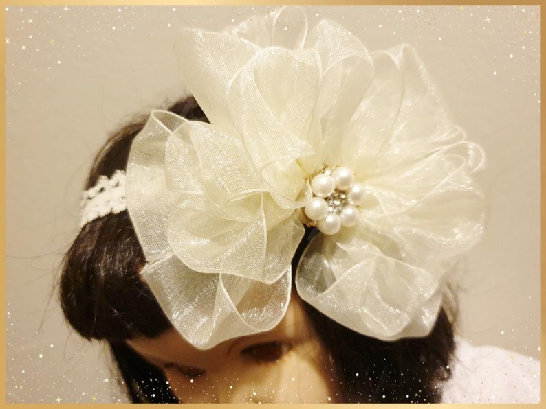 Baby Poofy Organza Bow Headband zdjęcie 2