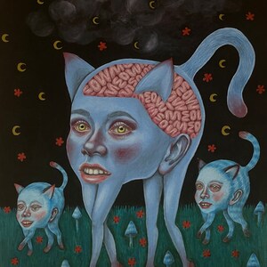 The Blue Cat’s Dream A5 Art Print