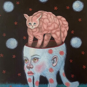 Blue Paws Pretty Eyes Art Print A5