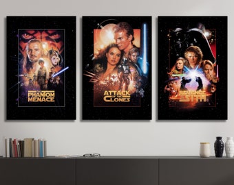 STAR WARS Prequel Trilogy Special Edition Remastered Posters & Canvas Art (Phantom Menace, Attack of the Clones, Revenge of the Sith)