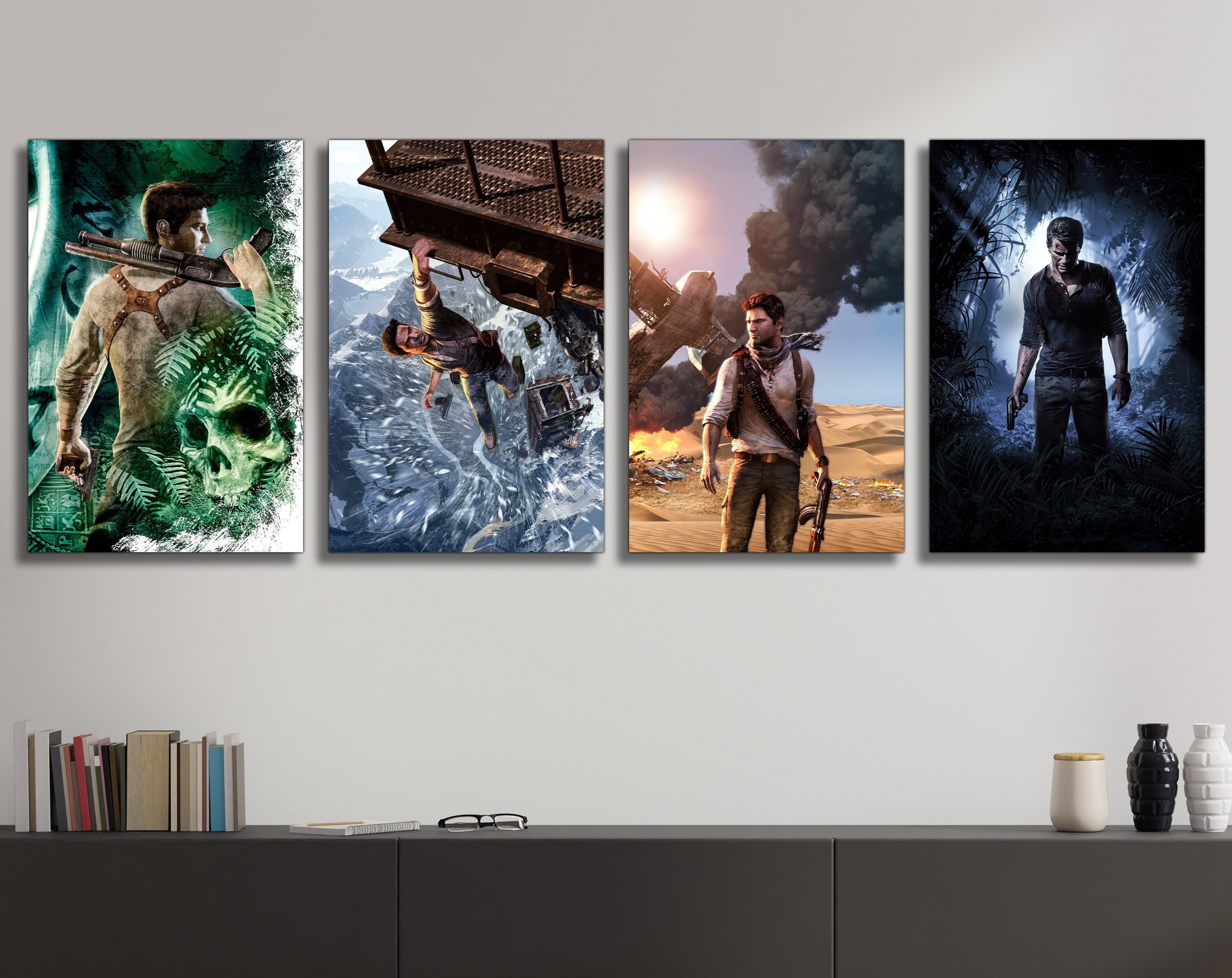 Poster popular Uncharted 1 2 3 4 Jogo do Filme Poster Berçário Crianças  Quarto Art Decor Home Decor pintura