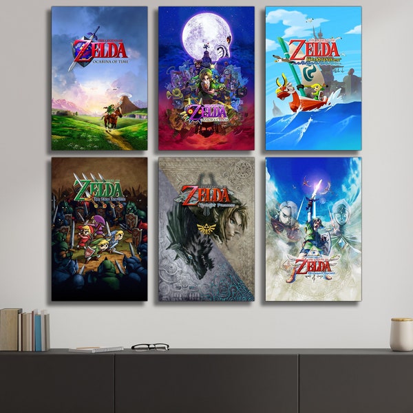 The Legend of Zelda Classic Posters & Canvas (Ocarina of Time, Majora's Mask, Wind Waker, Four Swords Adventures, Twilight Princess, etc.)