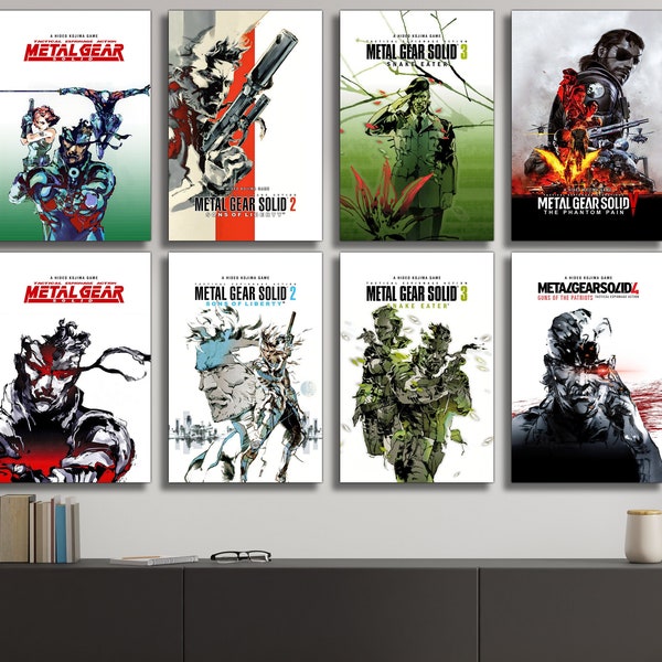 Metal Gear Solid Collection Video Game Posters & Canvas Art (Sons of Liberty, Snake Eater, Guns of the Patriots, Phantom Pain)