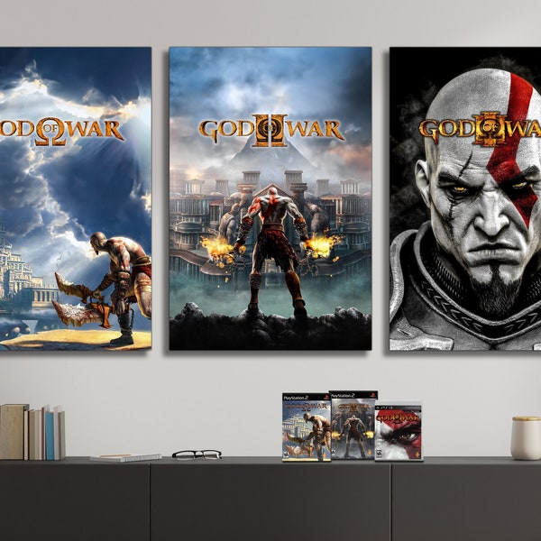 God of War Classic Video Game Posters & Canvas Art (God of War, God of War II, God of War III)