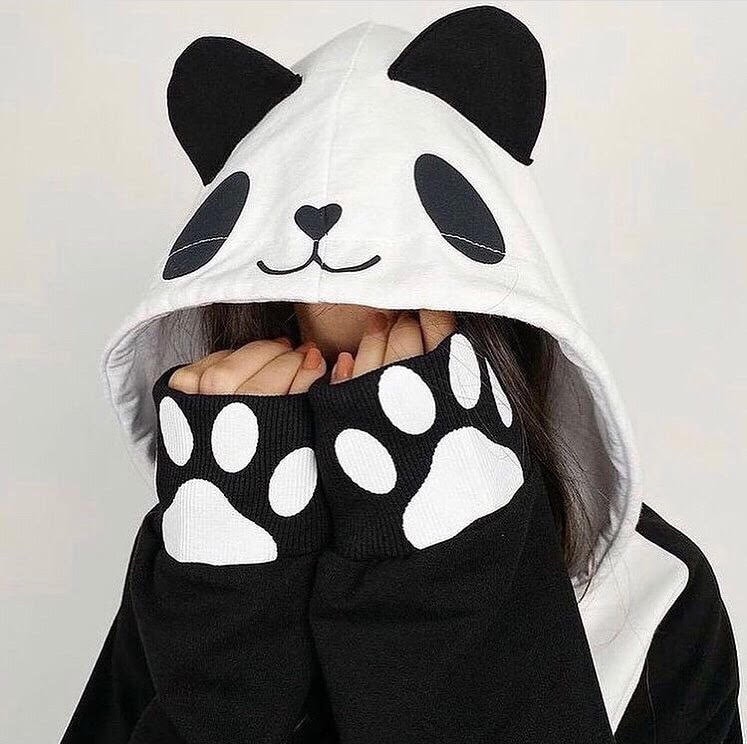 panda with hoodie