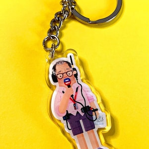 Ted Kravitz Keyring - Double Sided Printed Acrylic Keychain Charm - F1 Fan Art, Formula 1 gift, Ted's Notebook, Two Secs Ted! Sticker Bundle