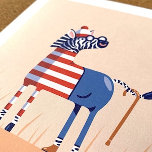Zebra Wally Print | Where's Waldo Inspired Animal Illustration | Where's Wally | Stripes | Cute Kids Wall Art | Doodle Sketch