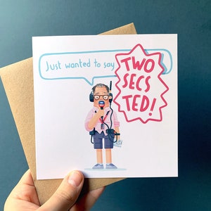 Deux secondes Ted ! Carte de voeux - Fan art inspiré de Ted Kravitz, cadeau de fan de Formule 1, carnet de notes de Ted, humour F1 drôle, carte carrée fête des pères