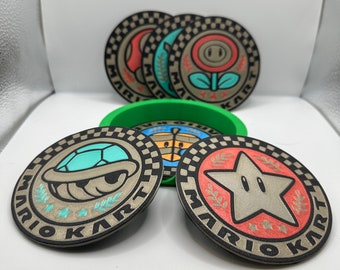 Mario Kart inspired trophy coasters - gaming - fan art