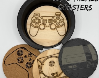 Laser Etched Gaming Coaster Set – Retro Console & Controller Designs