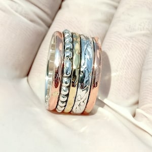 Spinner Ring, Anxiety Spinner Ring, 925 Starling Silver Ring, 18K Gold Plated Ring, Amazing Spinner Ring, Rose Gold Plated Ring, Woman Ring