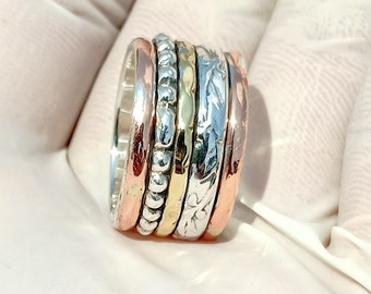 Spinner Ring, Anxiety Spinner Ring, 925 Starling Silver Ring, 18K Gold Plated Ring, Amazing Spinner Ring, Rose Gold Plated Ring, Woman Ring