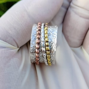 Spinner Ring, Love Ring, 925 Sterling Silver, Gold & Rose Gold Plated, Woman Ring, Man Ring, Anxiety Spinner Ring, kid Spinner Ring, Gift