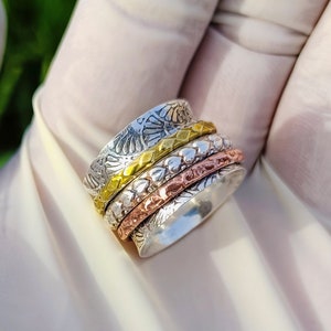 Spinner ring, Meditation Ring, 925 Sterling Silver, Wedding gift, Spin Ring, Gold & Rose Gold Plated, Heart Ring, Mother Gift, gift for her