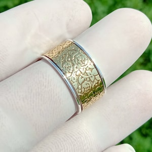 Spinnerring, 925 sterlingzilveren ring, 18k vergulde ring, angstring, Rose Desion spinnerring, spinnerring vrouw, spinnerring vrouw, liefdespinnerring