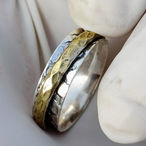 Spinner ring Anxiety Ring Woman Man ring 925 Sterling Silver 18K gold Plated birthday Gift Wedding Gift, Love Spinner ring Kidding Ring